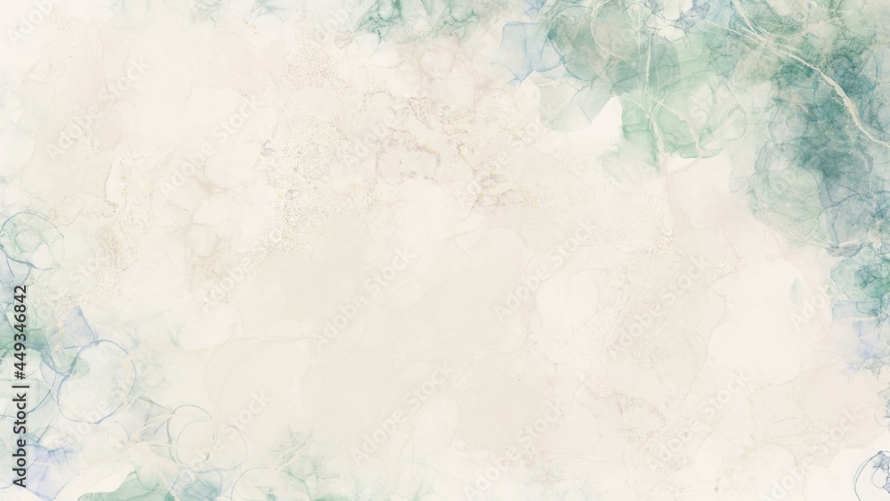 Obraz premium 水彩アルコールインクの大理石風背景素材 緑