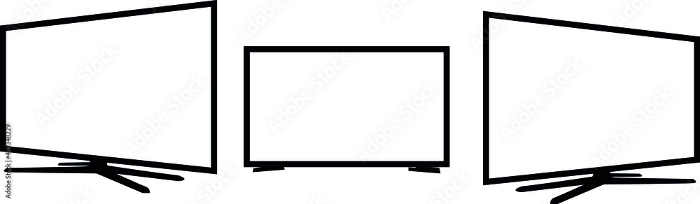 black and white icons of television, flat screen tv vectorized. black and white icons of television, flat screen tv vectorized.