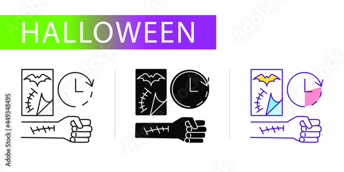 tattoo translation, medical suture, three vector icons set for web design, templates, infographics and more