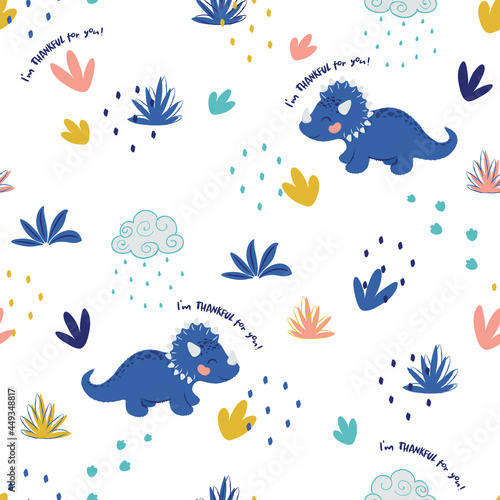 Cute dinosaur illustration as vector for kids prints