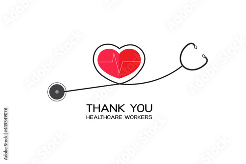 A medical stethoscope that curls into a heart shape Health care concept.Vector Stethoscope nurse illustration EPS 10.