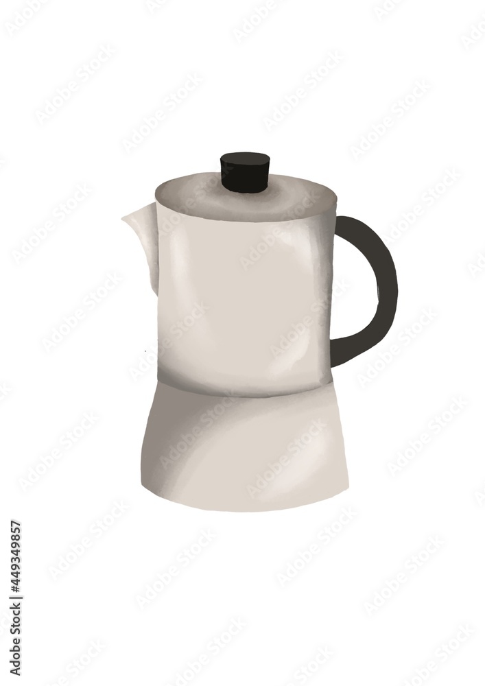 Obraz premium Hand held poir over coffee kettle hot water silver shiny 