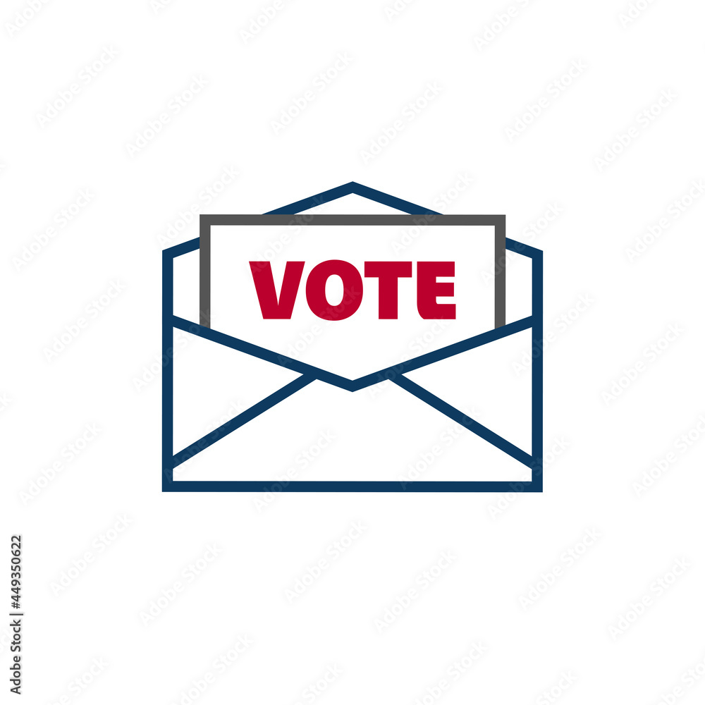 Election voting ballot card clipart in the mail envelope for advance voting during pre election period. General election and democracy concept. Election voting ballot card clipart in the mail envelope for advance voting during pre election period. General election and democracy concept.