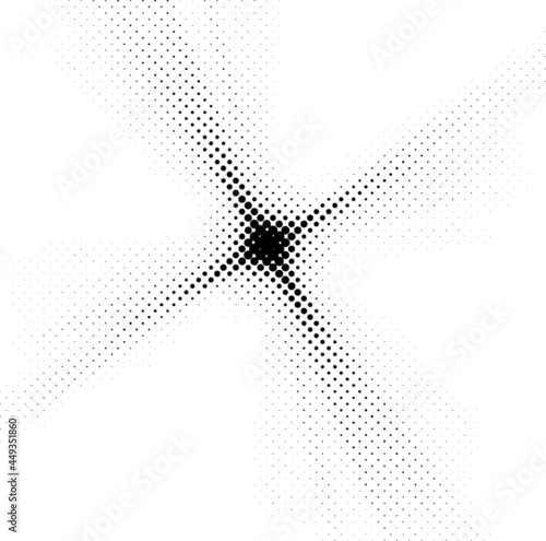Burst Halftone light effect. glowing light burst. abstract grunge halftone dots background.