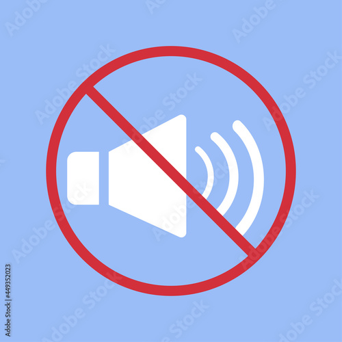 sound prohibition icon on white background, vector illustration