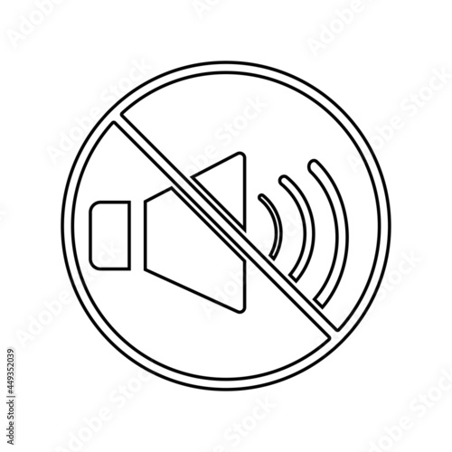 sound prohibition icon on white background, vector illustration