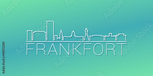 Frankfort, KY, USA Skyline Linear Design. Flat City Illustration Minimal Clip Art. Background Gradient Travel Vector Icon.