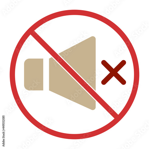 sound prohibition icon on white background, vector illustration