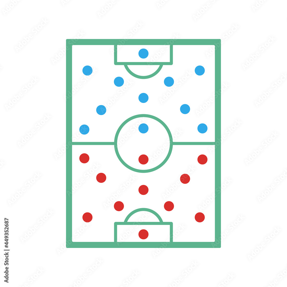 football field icon, football tactics, on a white background, vector illustration football field icon, football tactics, on a white background, vector illustration