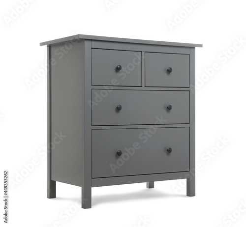 Grey chest of drawers isolated on white
