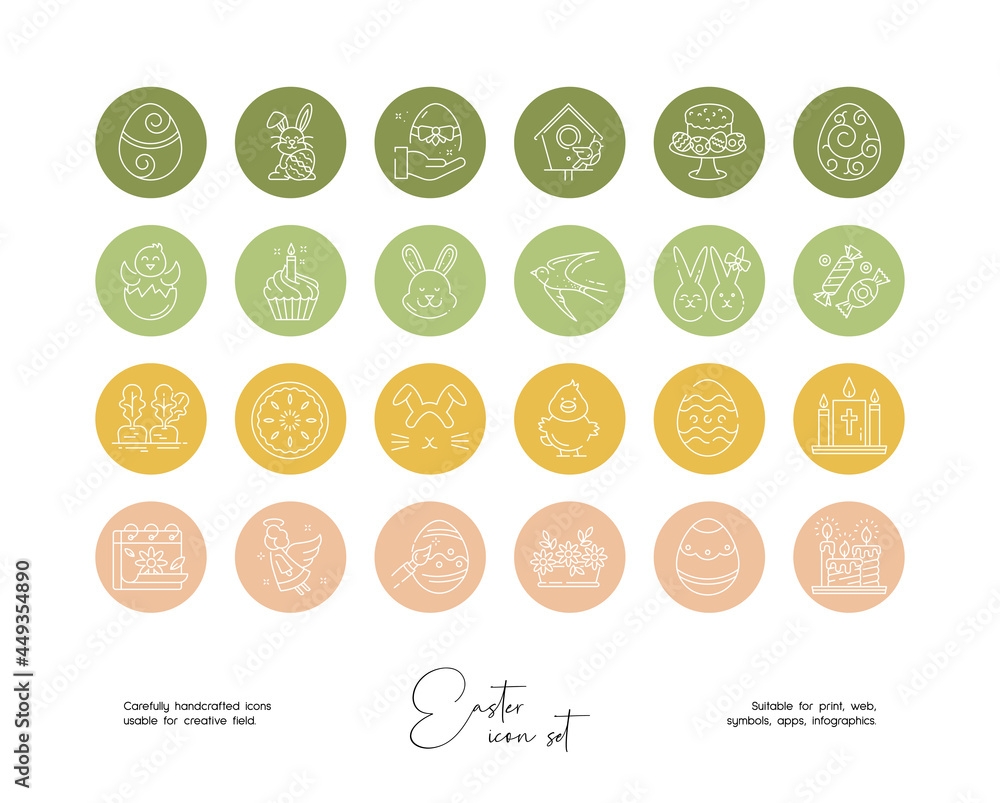Set of hand drawn line art vector Easter illustrations. Vector line icons set for social media story highlight. Set of hand drawn line art vector Easter illustrations. Vector line icons set for social media story highlight.