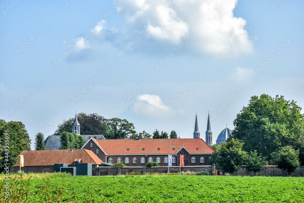 Beautiful views over the village of Uden with its Birgittinessen monastery and the St Peter's Church. Netherlands, Holland, Europe