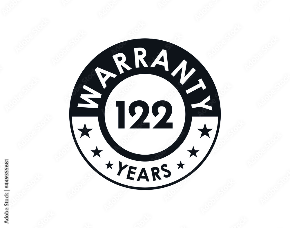 122 years warranty logo isolated on white background