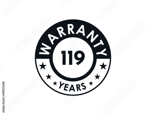 119 years warranty logo isolated on white background