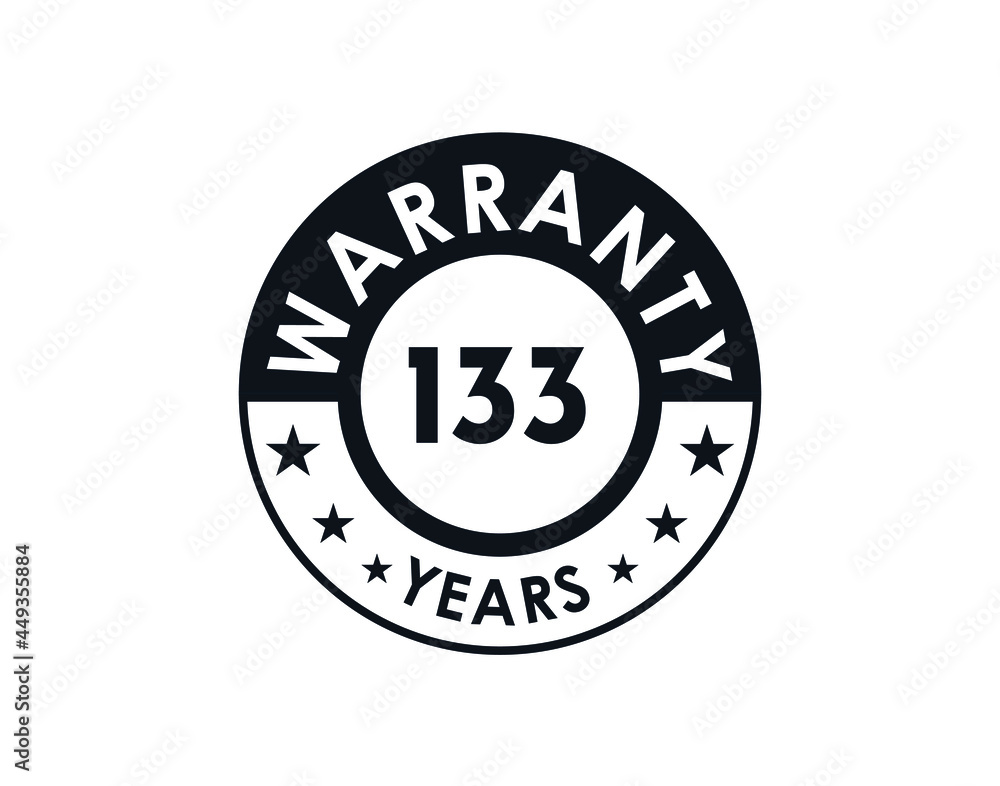 133 years warranty logo isolated on white background