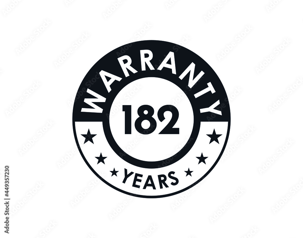 182 years warranty logo isolated on white background