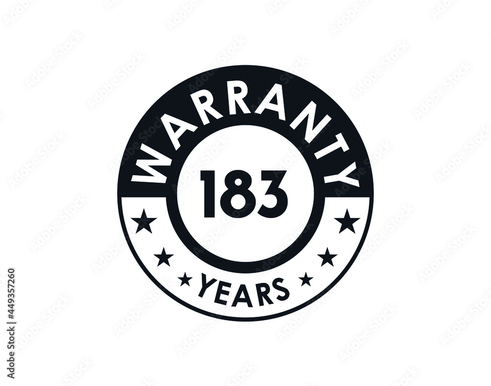 183 years warranty logo isolated on white background