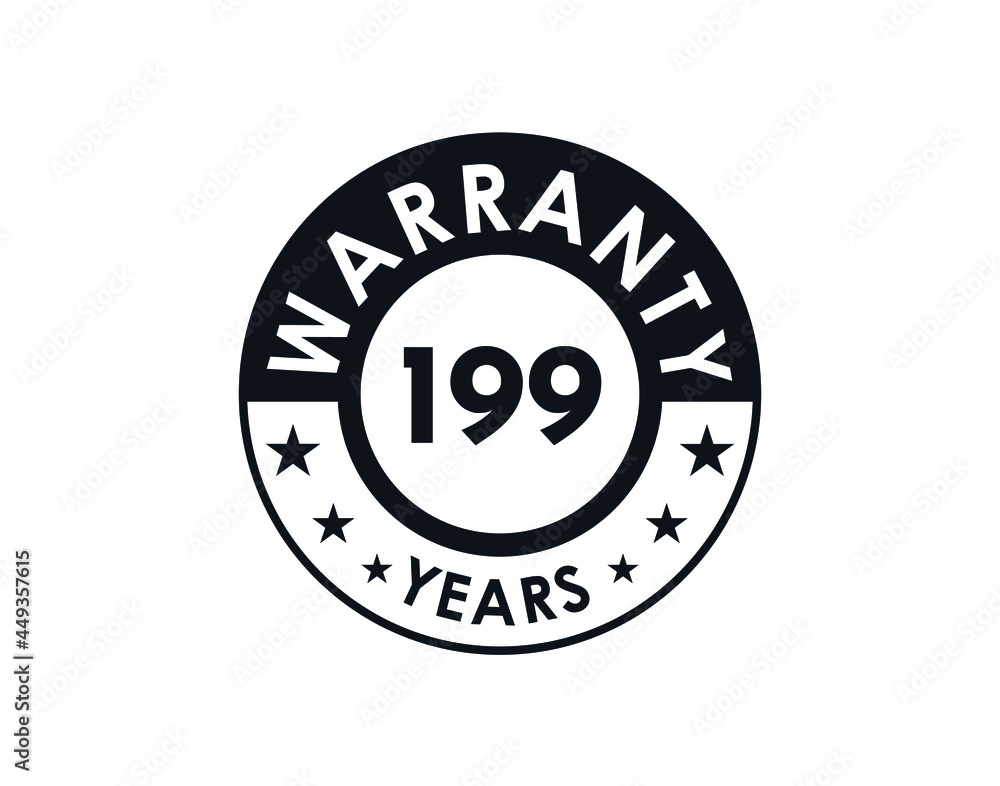 199 years warranty logo isolated on white background