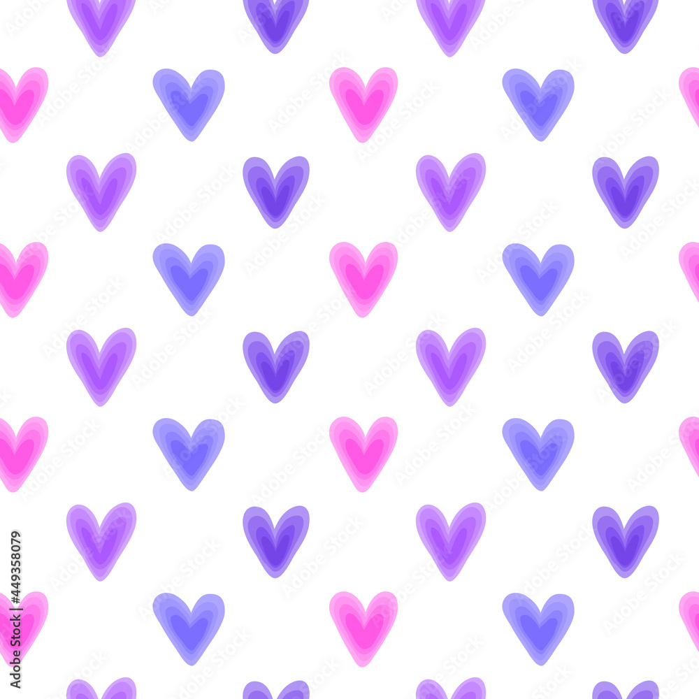 Seamless pattern with colorful hearts.