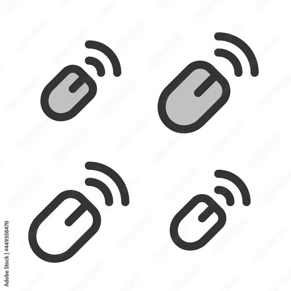 Pixel-perfect linear icon of wireless mouse built on two base grids of 32 x 32 and 24 x 24 pixels. The initial base line weight is 2 pixels. In two-color and one-color versions. Editable strokes Pixel-perfect linear icon of wireless mouse built on two base grids of 32 x 32 and 24 x 24 pixels. The initial base line weight is 2 pixels. In two-color and one-color versions. Editable strokes