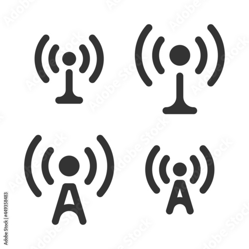 Monochromatic pixel-perfect  linear  icons of radio repeater built on two base grids of 32 x 32 and 24 x 24 pixels for easy scaling. The initial base line weight is 2 pixels. Editable strokes photo