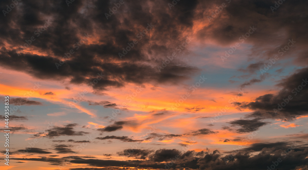 Dramatic twilight sky and cloud sunset background