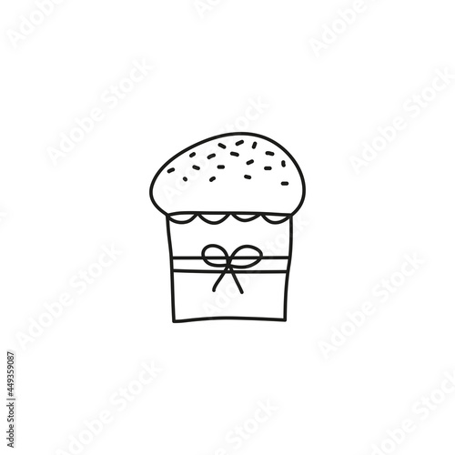 Doodle outline Easter kulich cake.