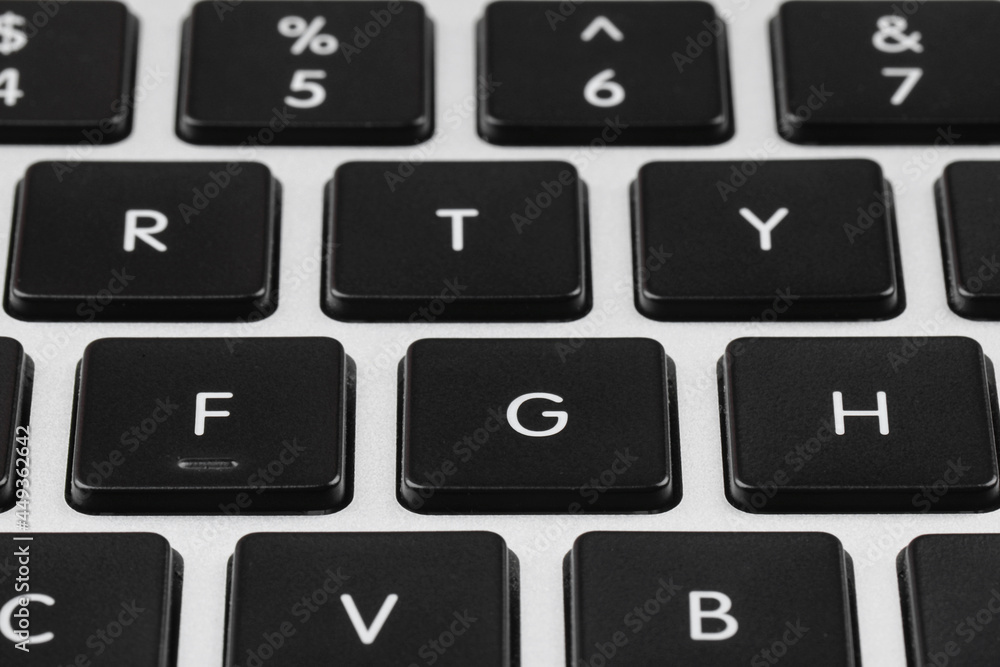 Closeup view of buttons on modern computer keyboard