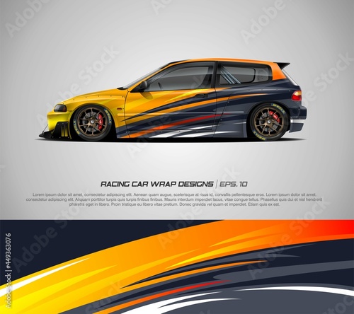 Sport car wrap background design vector for race car  pickup truck  rally  adventure vehicle  uniform and sport livery. Graphic abstract stripe racing background kit designs. eps 10