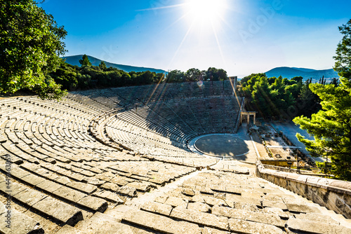 'The Echoes': Panorama of Epidaurus theater, Greece photo