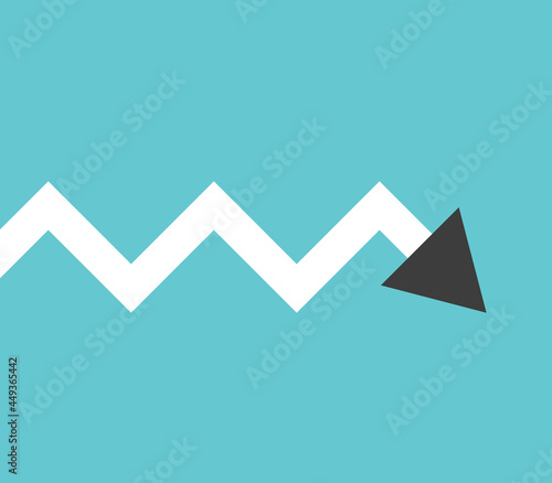 Arrow showing oscillation, fluctuation or stagnation. Economic crisis, persistence and progress concept. Flat design. EPS 8 vector illustration, no transparency, no gradients