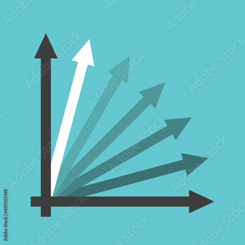 Chart with many arrows. Competition, growth, development, improvement, ambition and advantage concept. Flat design. EPS 8 vector illustration, no transparency, no gradients