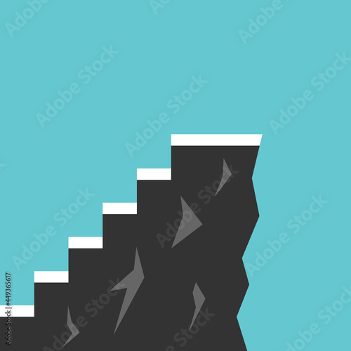 Stairs leading to precipice. Slow development and fast degradation, pride, vanity, achievement and meaning of life concept. Flat design. EPS 8 vector illustration, no transparency, no gradients
