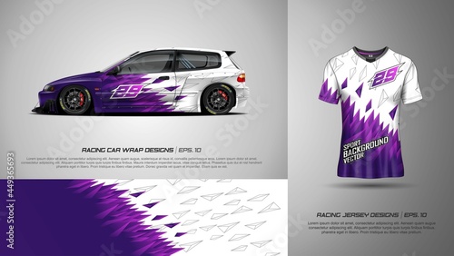 Sport car wrap and t shirt design vector for race car, pickup truck, rally, adventure vehicle, uniform and sport livery. Texture for sports abstract background. Racing stripe graphic for livery, extre