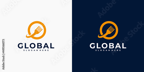 international food Logo inspiration, planet food logo, global food logo