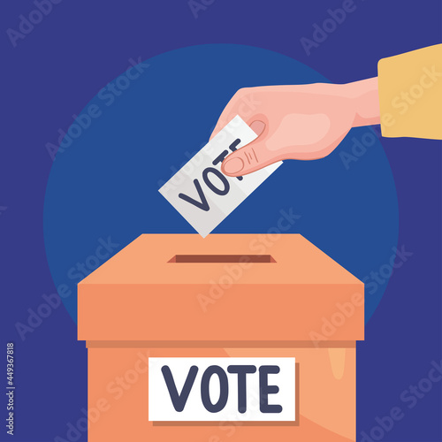 hand putting vote in ballot box