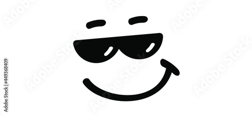 Stay or be cool with happy face and sunglasses. Cartoon vector success quotes for banner or card. Relaxing and chill, motivation and inspiration message. Comic sun glasses quote.