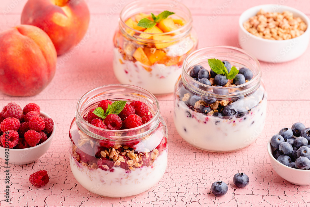 Healthy breakfast. Granola / muesli yoghurt and fruit. Healthy breakfast. Granola / muesli yoghurt and fruit.