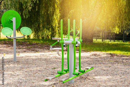 Outdoors exercise equipment in the city park