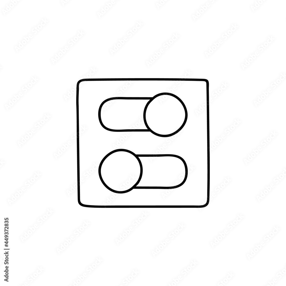 Control switch toggle icon in flat black line style, isolated on white background Control switch toggle icon in flat black line style, isolated on white background