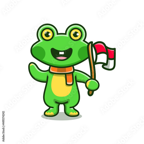 cute frog celebration indonesia independence day