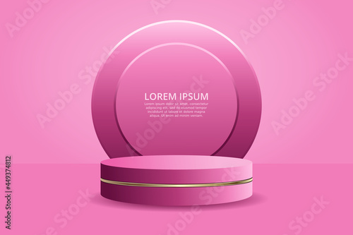 realistic 3D pink podium for cosmetic products