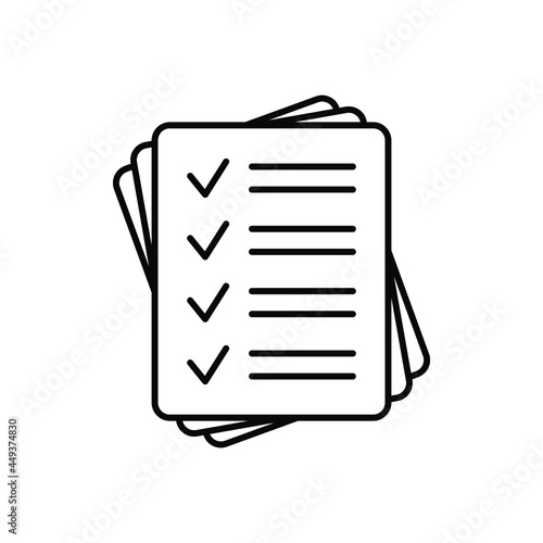 Checklist vector icon. Black illustration isolated on white background for graphic and web design.