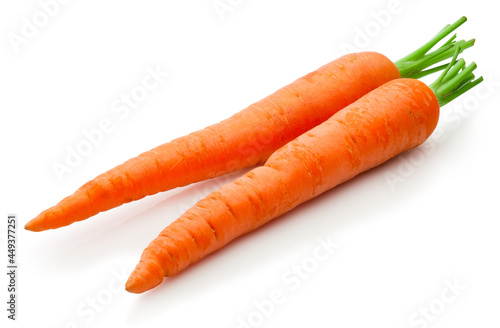 Two carrots isolated on white background