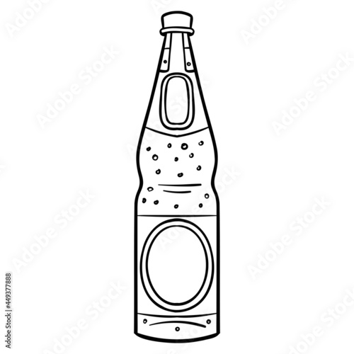 comic glass water bottle. outline, monochrome.