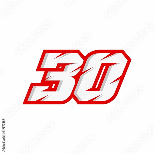 Racing number 30 logo on white background