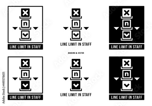 A set of manipulation symbols for packaging cargo products and goods. Marking - Line limit in staff. Limit on the number of stacked tiers. Vector elements.