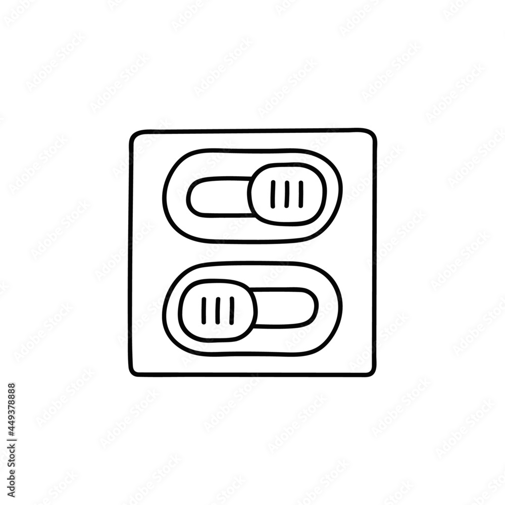Control switch toggle icon in flat black line style, isolated on white background Control switch toggle icon in flat black line style, isolated on white background