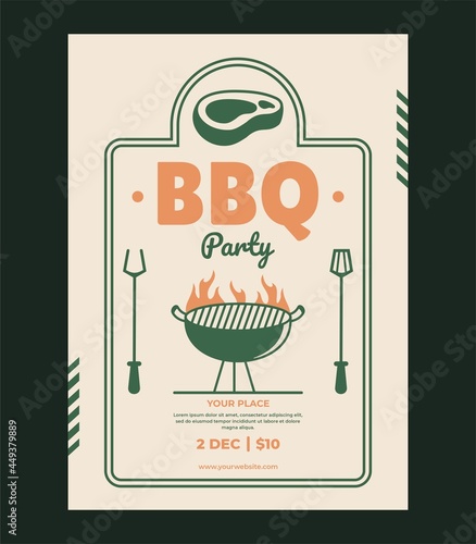 BBQ flyer poster template vector design