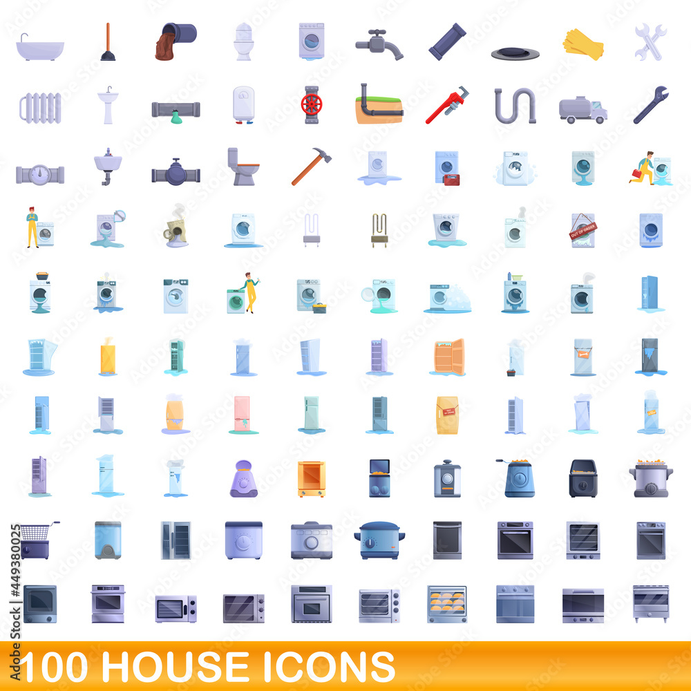 100 house icons set. Cartoon illustration of 100 house icons vector set isolated on white background 100 house icons set. Cartoon illustration of 100 house icons vector set isolated on white background